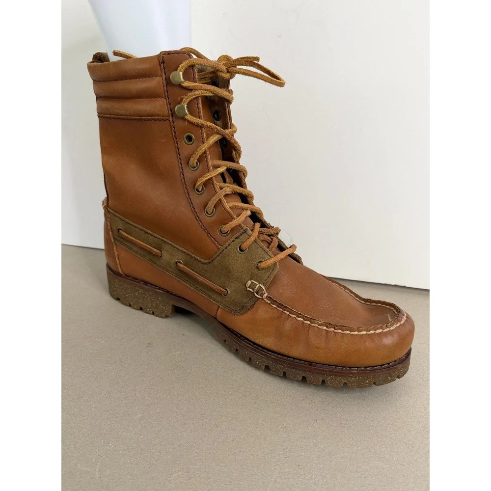 Polo Ralph Lauren Regiment Boots Mens 10.5D‎ Tan Brown Leather Rugged Outdoor